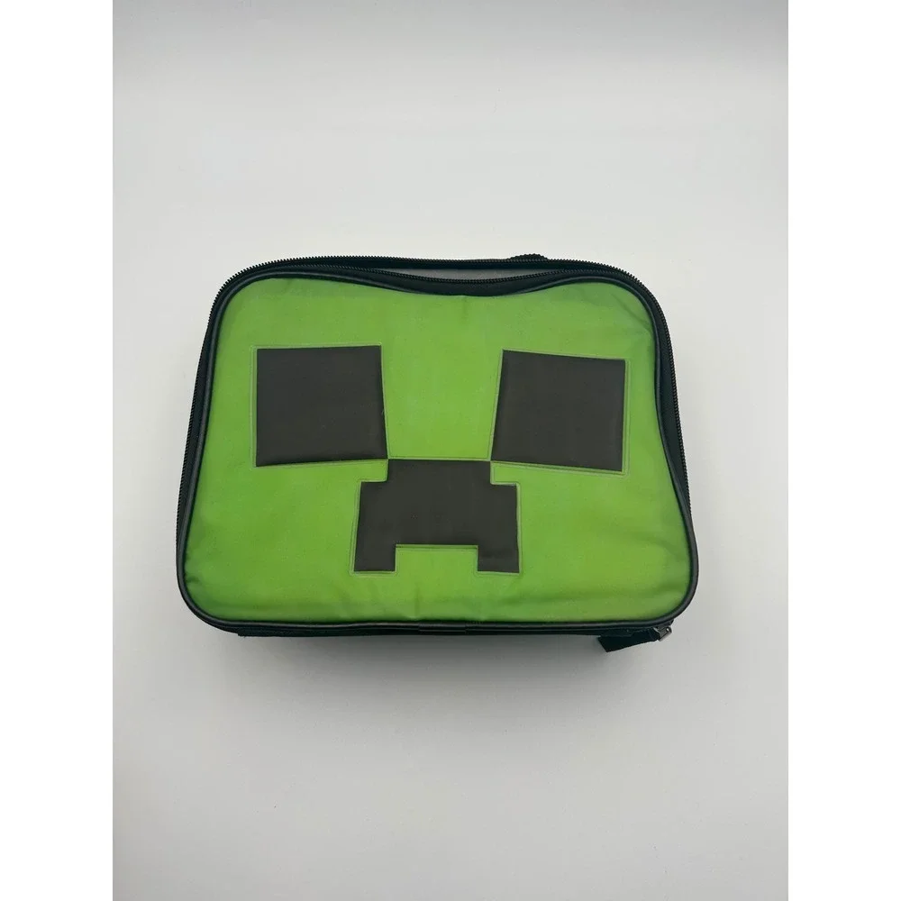 Minecraft Creeper Insulated Lunch Bag Green Pixel Face Multi-Character Print